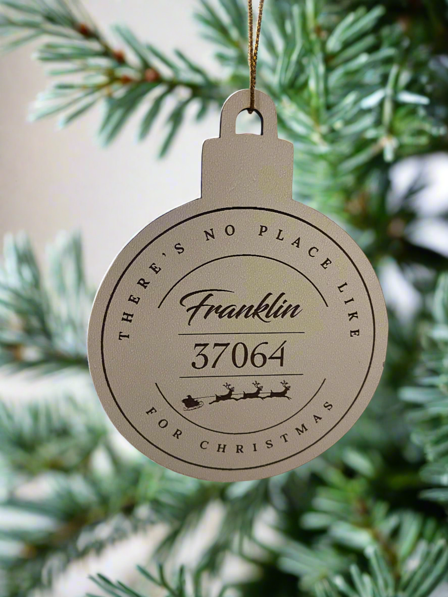 Customized Town and Zip Code Christmas Ornament