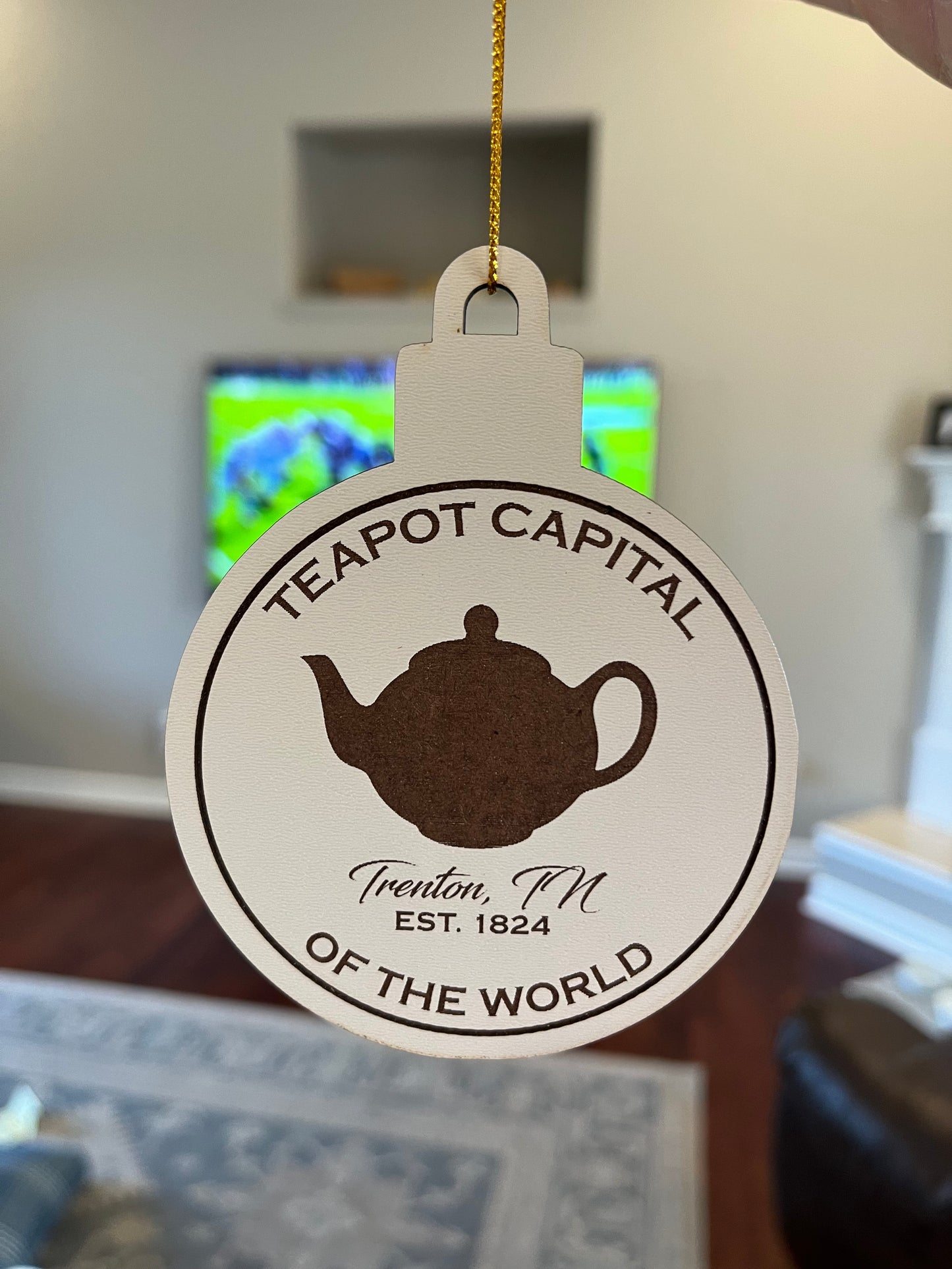 Customized Town and Zip Code Christmas Ornament