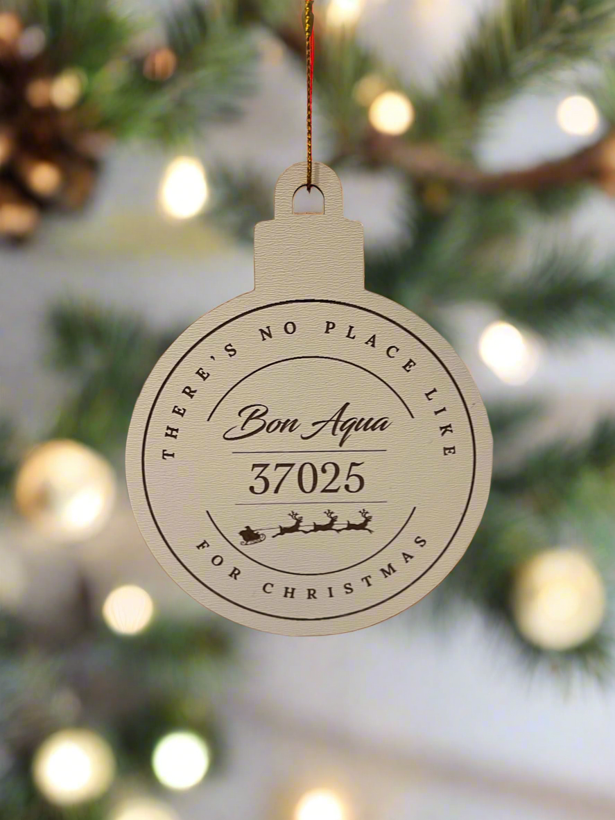Customized Town and Zip Code Christmas Ornament