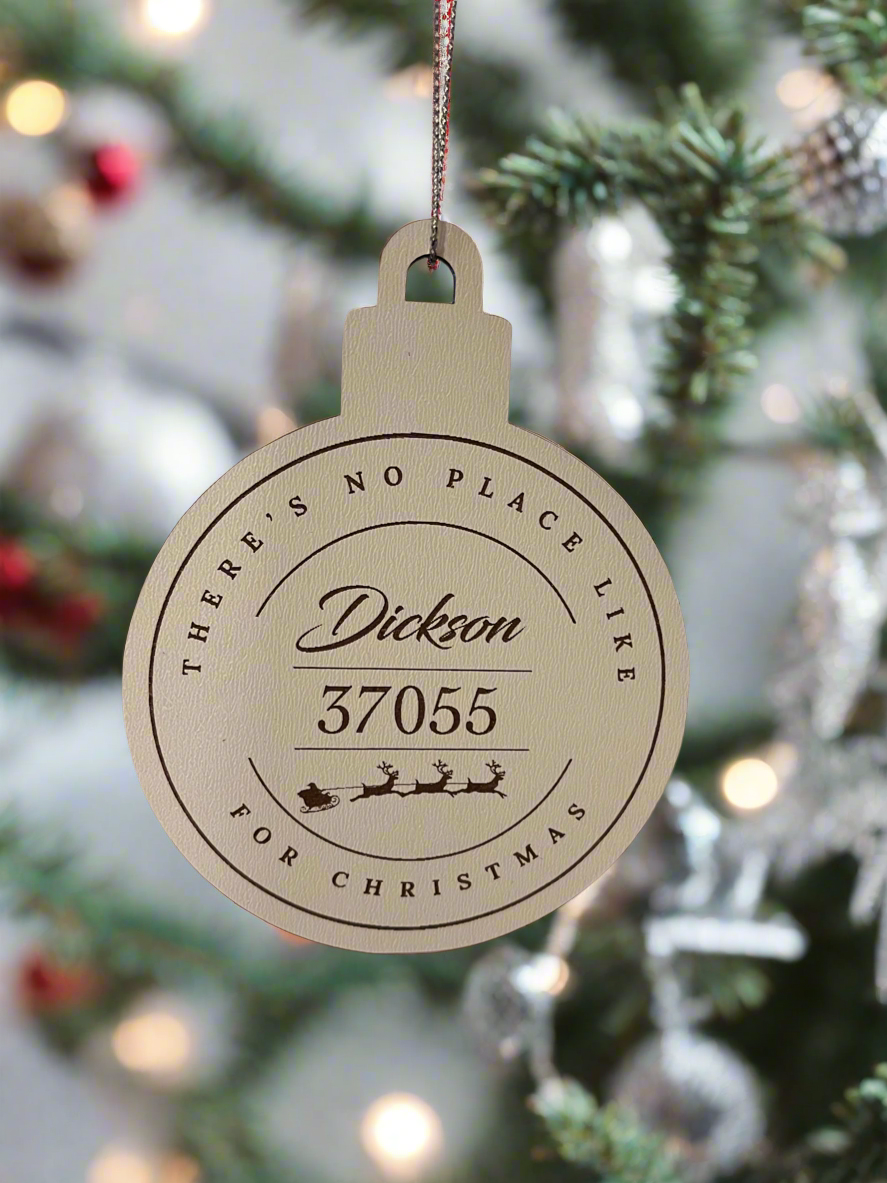 Customized Town and Zip Code Christmas Ornament