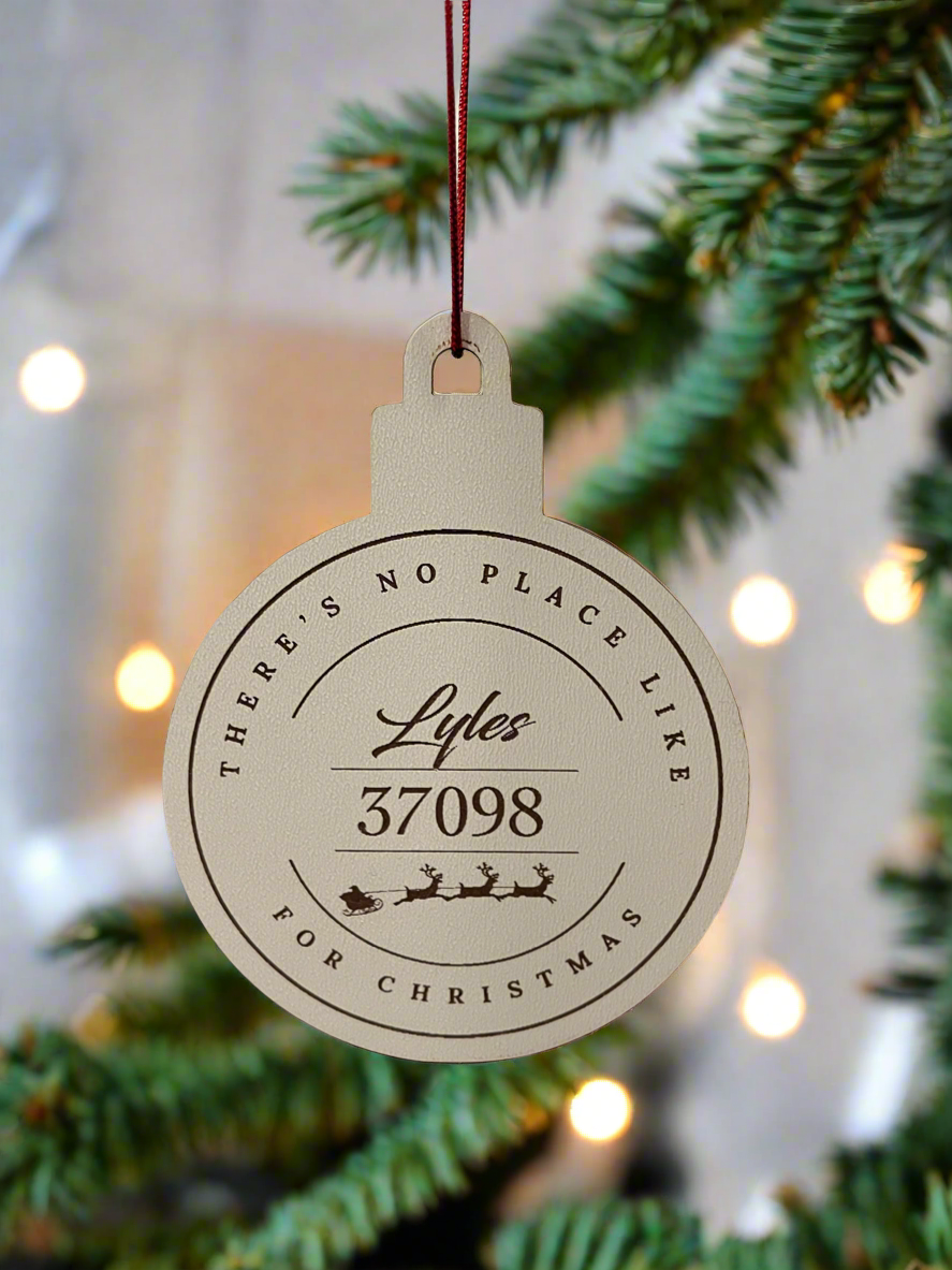 Customized Town and Zip Code Christmas Ornament