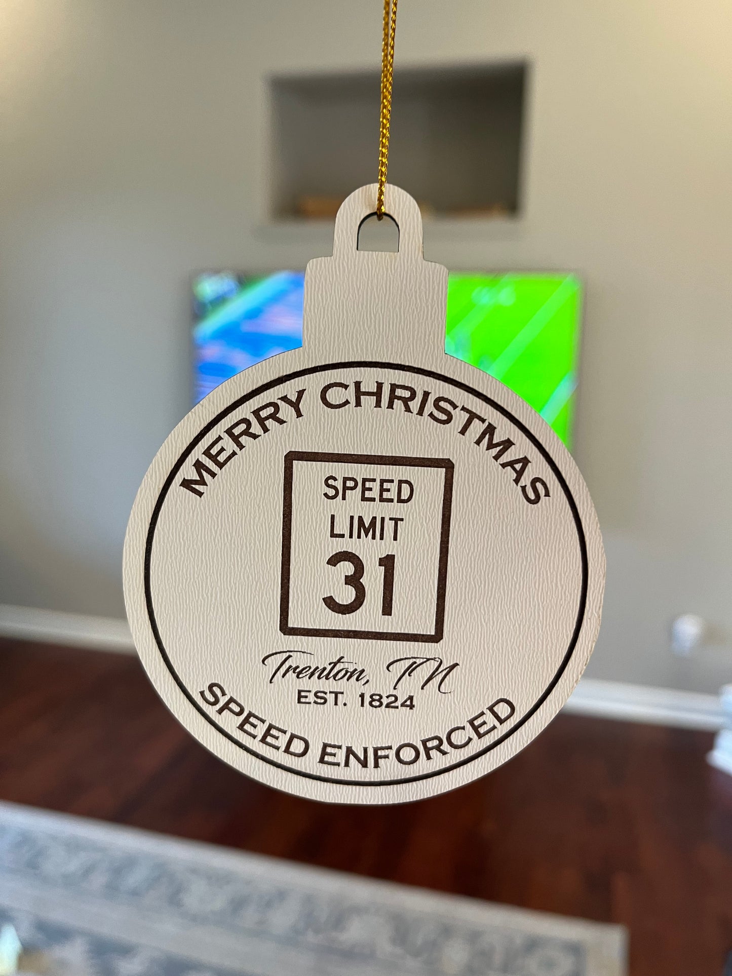 Customized Town and Zip Code Christmas Ornament