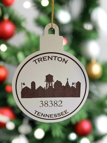 Customized Town Skyline and Zip Code Ornaments