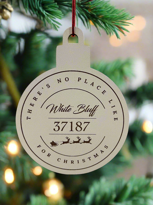 Customized Town and Zip Code Christmas Ornament