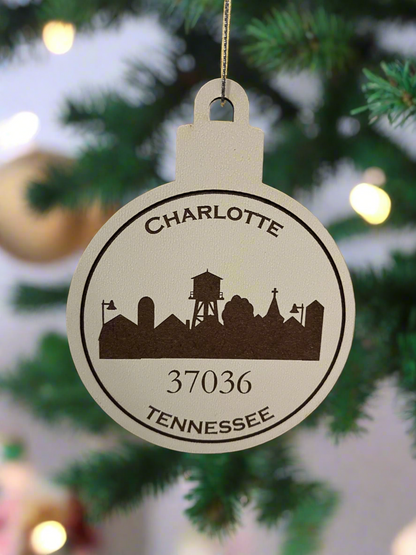 Customized Town Skyline and Zip Code Ornaments