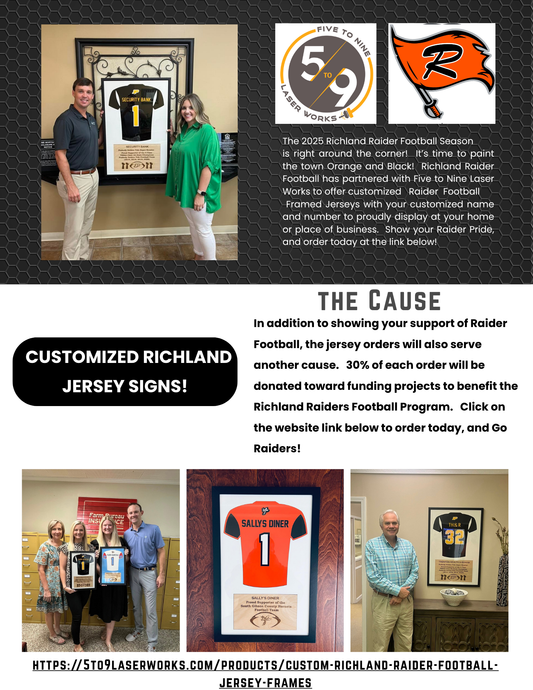 Custom Richland Raider Football Jersey Frames
