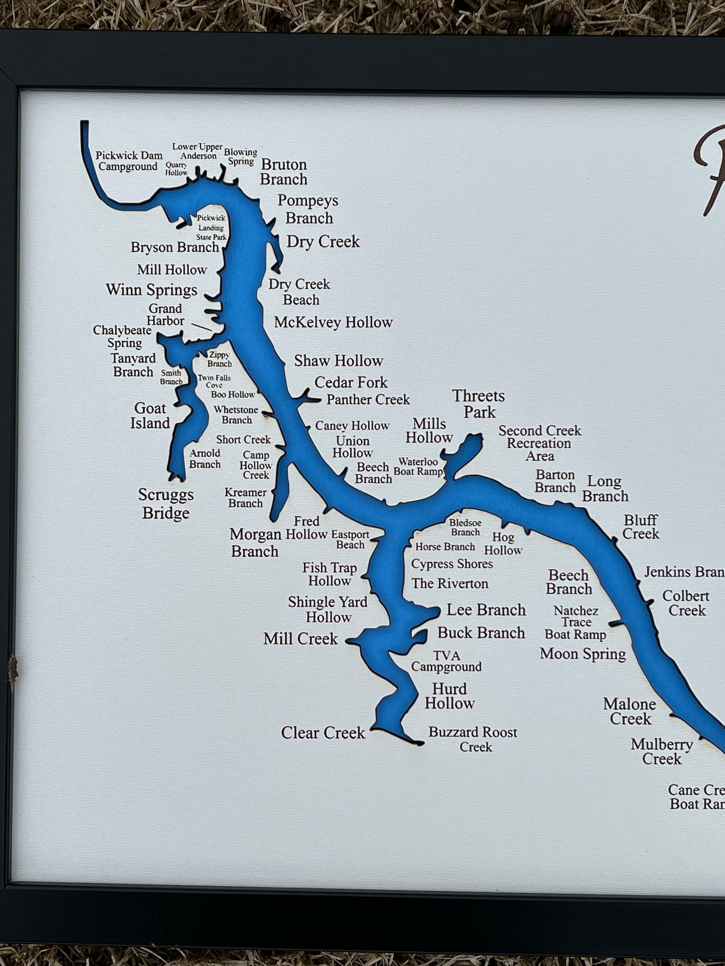 Pickwick Lake Map with Bays listed