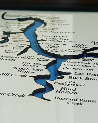 Pickwick Lake Map with Bays listed